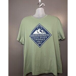 Eddie Bauer Shirt Mens 2XL Green Graphic Originals Since 1920 Mountain Tee